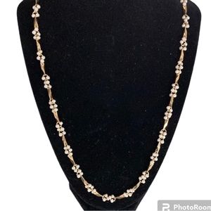 Gold colored  necklace with faux Pearl's 30" chain 3" extender costume jewelry